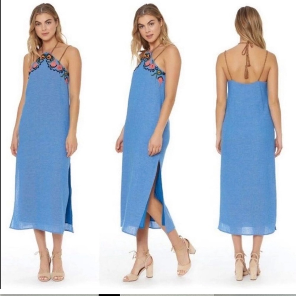 Red Carter XS blue chambray maxi dress